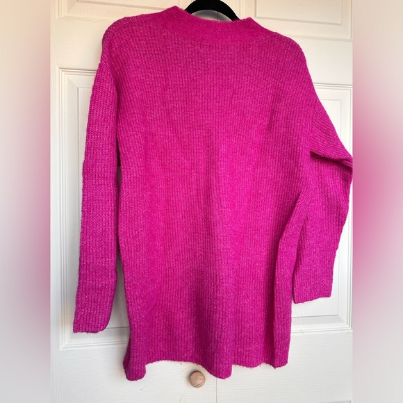 GANNI oversized hot pink v-neck tunic sweater size small - Picture 11 of 15